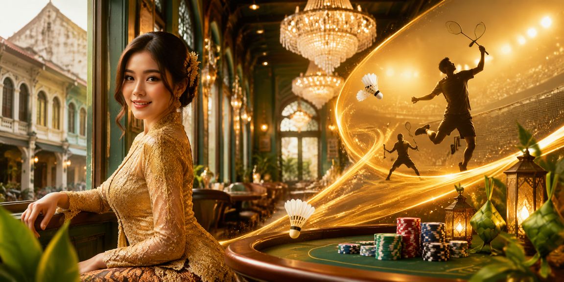Suasana hiburan kasino dan permainan loteri di Ipoh dengan tema kebaya tradisional Malaysia